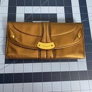 Vintage B. MAKOWSKY Metallic Bronze Leather Wallet Clutch